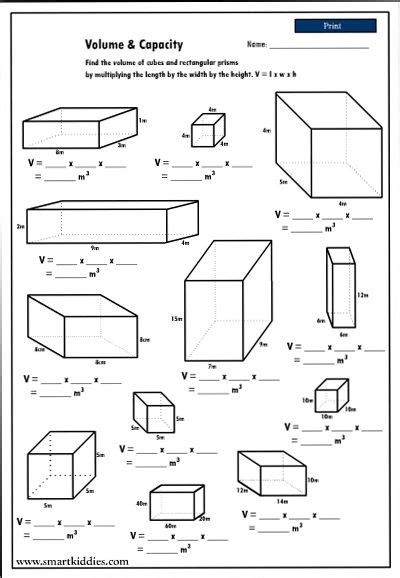 Volume Printables (Rectangular Prisms) | Volume worksheets, Rectangular
